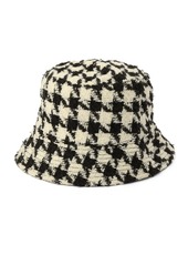 Kate Spade New York Women's Houndstooth Tweed Bucket Hat - Black