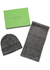 Kate Spade New York Women's Metallic Beanie & Scarf Boxed Gift Set - Gunmetal