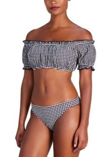 Kate Spade New York Womens Off The Shoulder Check Print Bikini Top Bottoms Women's Swimsuit