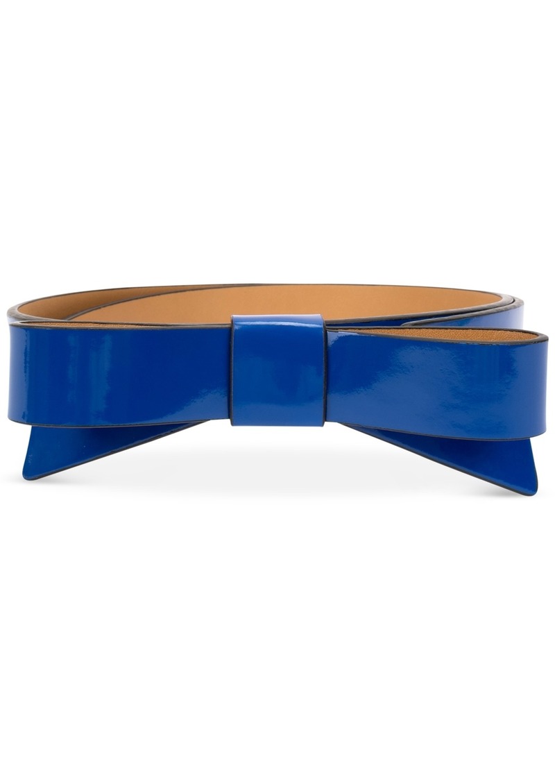 kate spade new york Women's Patent Leather Bow Belt - Stained Glass Blue