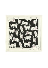 Kate Spade New York Women's Pretty Kitty Silk Square Scarf - Black Cream