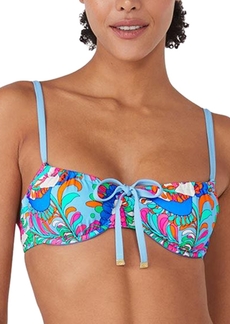 kate spade new york Women's Printed Cinch-Front Bikini Top - Spring Water