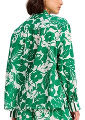 kate spade new york Women's Printed Cotton Button-Front Shirt - Forest Green