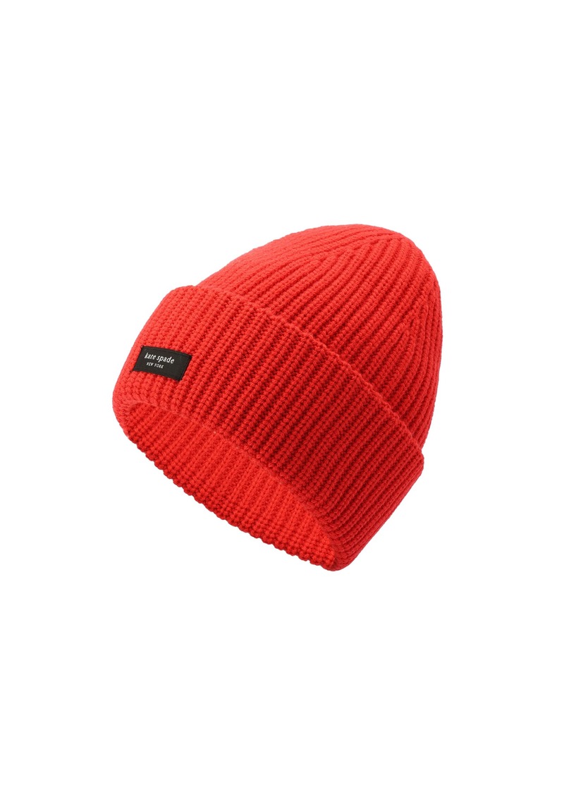 kate spade new york Women's SAM Label Cuff Beanie Engine RED