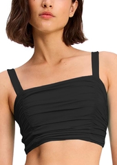 kate spade new york Women's Square-Neck Shirred Bikini Top - Black