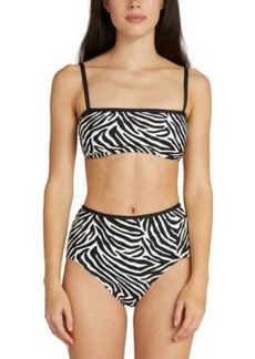 Kate Spade New York Womens Zebra Print Square Neck Bikini Top High Waisted Bikini Bottoms