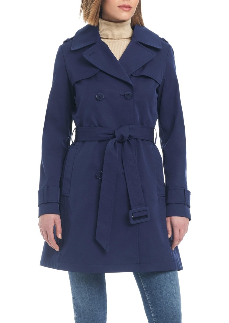 Kate Spade Women's Pleated Back Water-Resistant Trench Coat - Squid ink