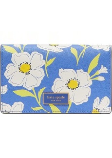 Kate Spade Katy Sunshine Floral Printed Textured Leather Small Bifold Snap Wallet
