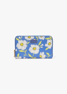 Kate Spade Katy Sunshine Floral Textured Leather Medium Zip-Around Wallet