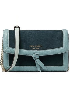 Kate Spade Knott Color-Blocked Pebbled Leather and Suede Leather Flap Crossbody