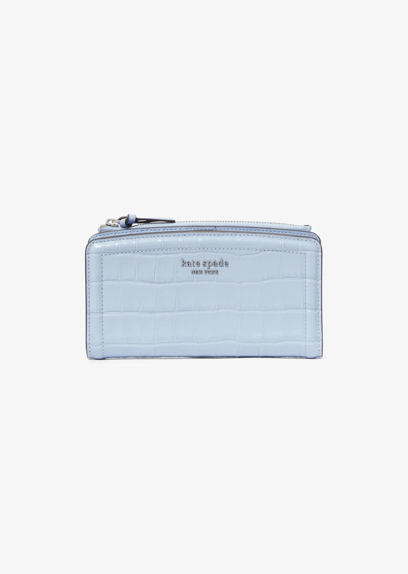 Kate Spade Knott Croc-Embossed Zip Slim Wallet