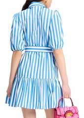 Kate Spade Lake Striped Poplin Puff-Sleeve Minidress