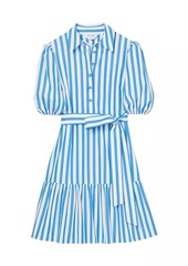 Kate Spade Lake Striped Poplin Puff-Sleeve Minidress