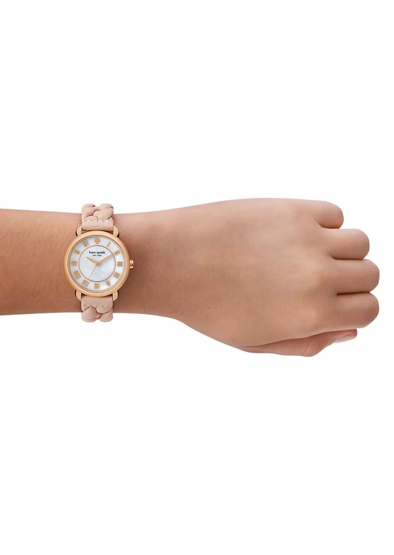 Kate Spade Lily Avenue Rose-Goldtone & Leather Three-Hand Watch