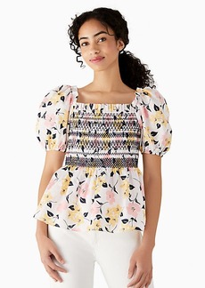 Kate Spade Lily Blooms Puff-Sleeve Top