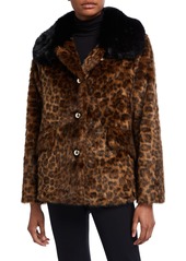 Kate Spade long-sleeve faux fur leopard coat