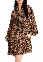 Kate Spade Mainline Classic Leopard Tieneck Minidress