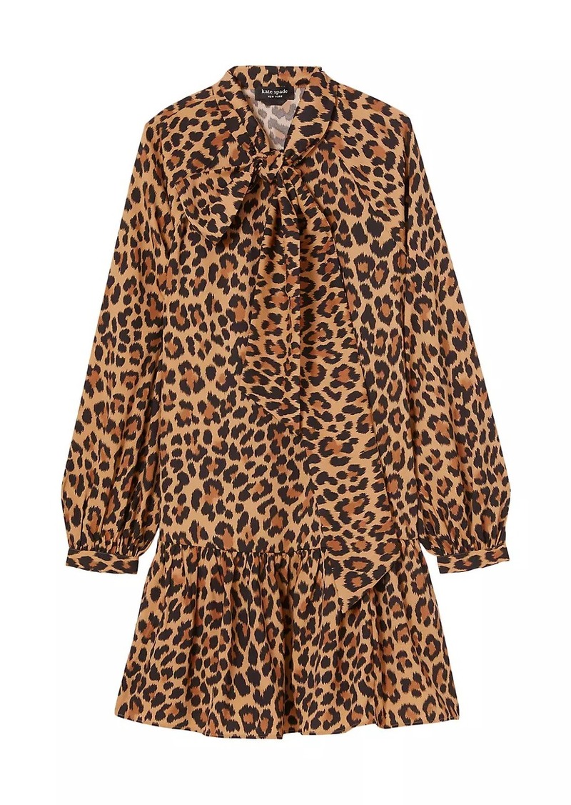 Kate Spade Mainline Classic Leopard Tieneck Minidress