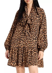 Kate Spade Mainline Classic Leopard Tieneck Minidress