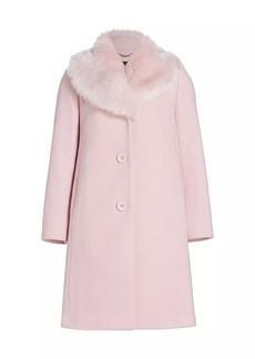 Kate Spade Mainline Faux Fur Collar Wool Coat