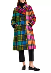 Kate Spade Mainline Grand Plaid Wool Double-Breasted Coat