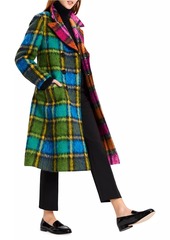 Kate Spade Mainline Grand Plaid Wool Double-Breasted Coat