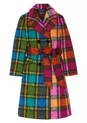 Kate Spade Mainline Grand Plaid Wool Double-Breasted Coat