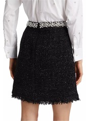 Kate Spade Mainline Imitation Pearl-Embellished Tweed Miniskirt