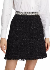 Kate Spade Mainline Imitation Pearl-Embellished Tweed Miniskirt