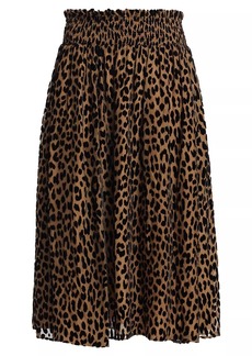 Kate Spade Mainline Velvet Leopard-Print Midi-Skirt