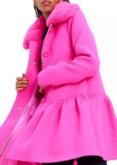 Kate Spade Mainline Wool-Blend & Faux Fur Flounce Coat