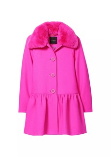 Kate Spade Mainline Wool-Blend & Faux Fur Flounce Coat