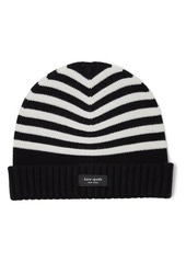 Kate Spade Modern Multi Stripe Garter Stitch Beanie