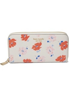 Kate Spade Morgan Dotty Floral Emboss Saffiano Leather Zip Around Continental Wallet
