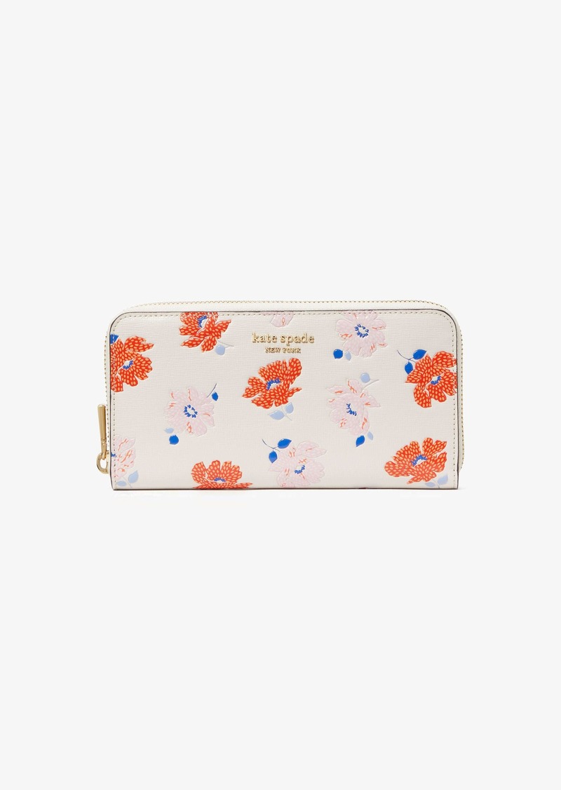 Kate Spade Morgan Dotty Floral Embossed Zip-Around Continental Wallet