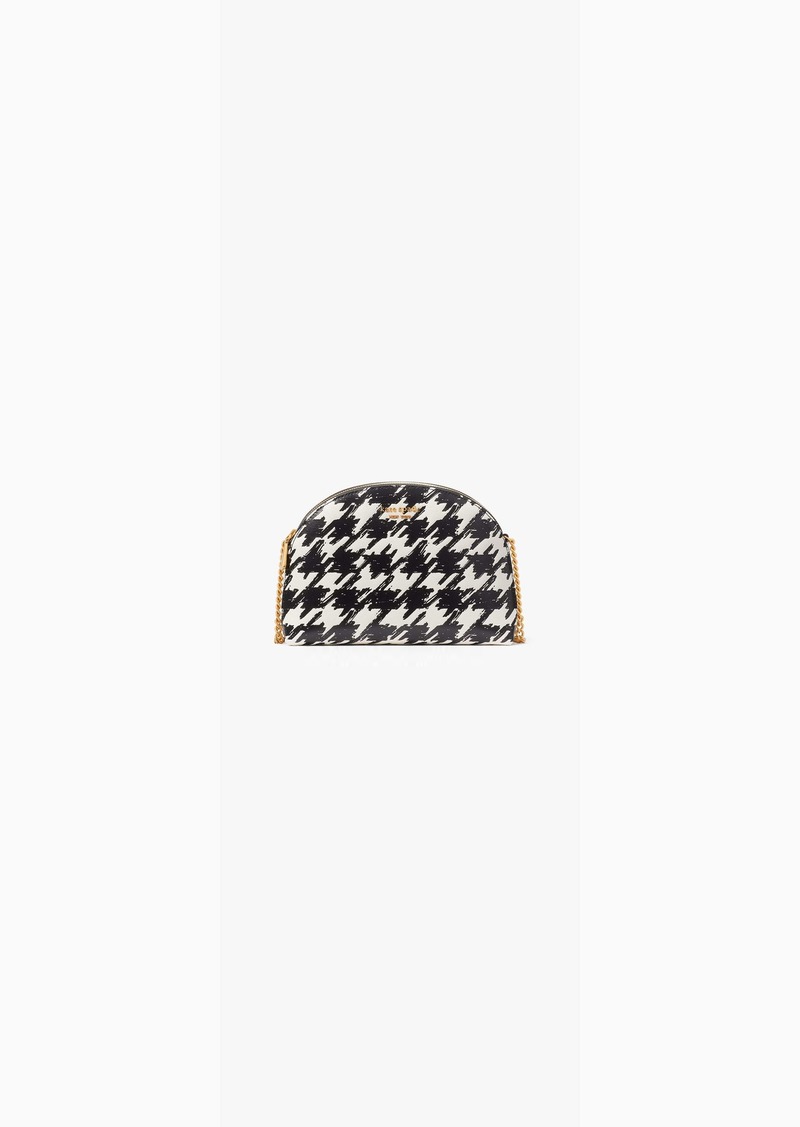 Kate Spade Morgan Painterly Houndstooth Double-Zip Dome Crossbody