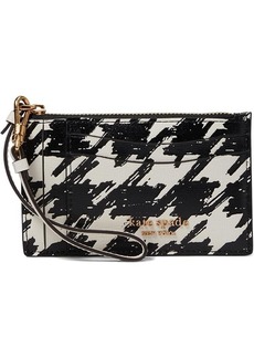 Kate Spade Morgan Painterly Houndstooth Embossed Saffiano Leather Coin Card Case Wristlet