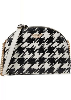 Kate Spade Morgan Painterly Houndstooth Embossed Saffiano Leather Double Zip Dome Crossbody