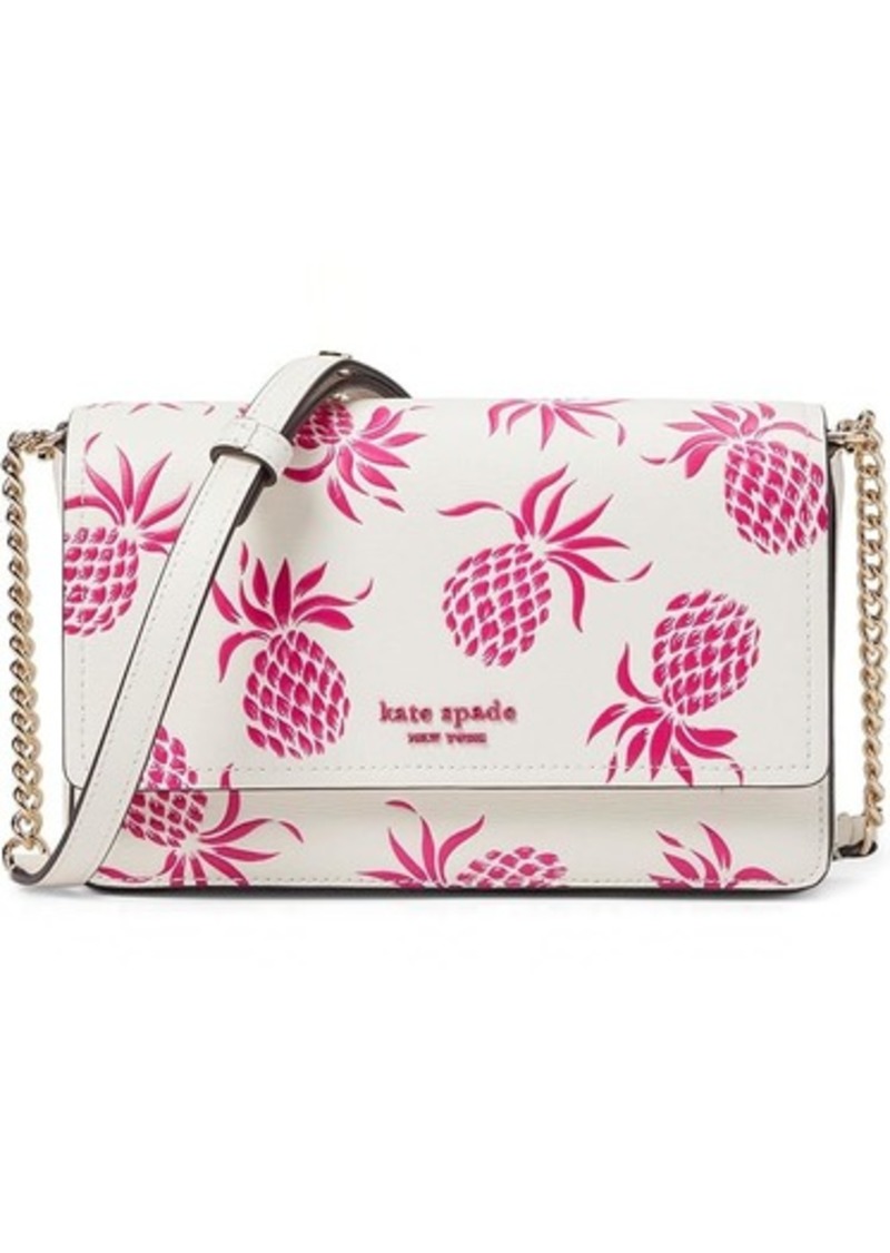 Kate Spade Morgan Pineapple Embossed Saffiano Leather Flap Chain Wallet