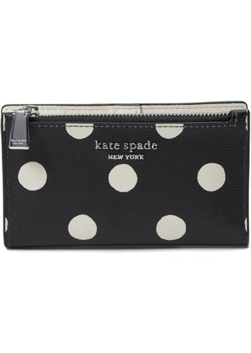 Kate Spade Morgan Sunshine Dot Printed PVC Small Slim Bifold Wallet