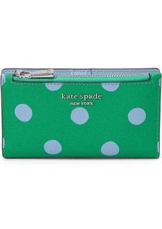 Kate Spade Morgan Sunshine Dot Printed Pvc Small Slim Bifold Wallet