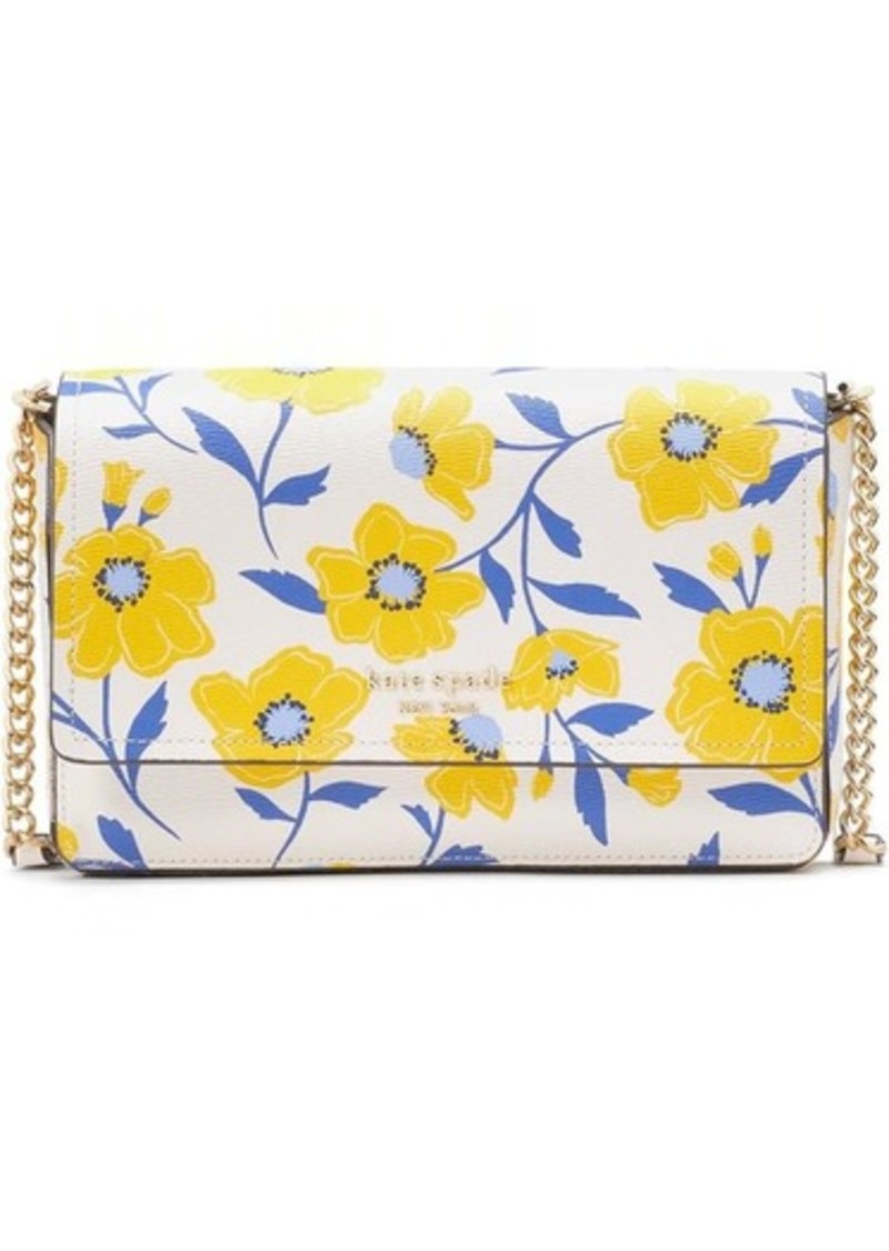 Kate Spade Morgan Sunshine Floral Printed Pvc Flap Chain Wallet