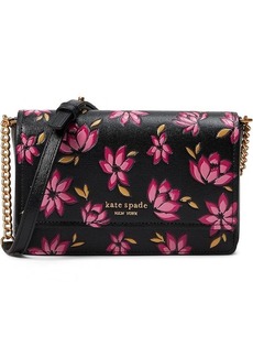 Kate Spade Morgan Winter Blooms Embossed Saffiano Leather Flap Chain Wallet