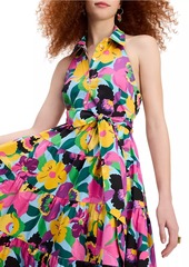 Kate Spade Orchid Bloom Halter Tiered Maxi Dress