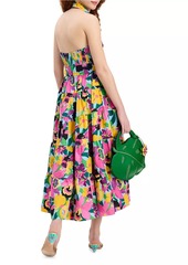 Kate Spade Orchid Bloom Halter Tiered Maxi Dress