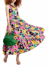 Kate Spade Orchid Bloom Halter Tiered Maxi Dress