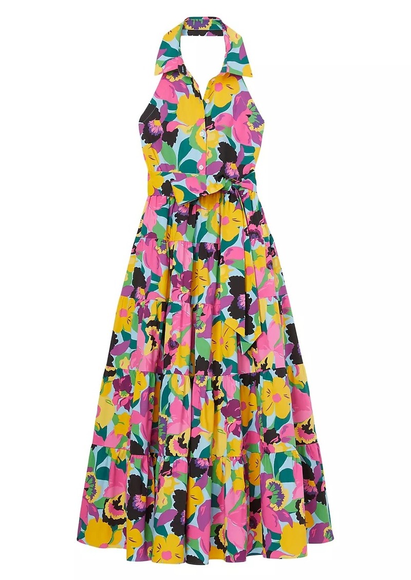 Kate Spade Orchid Bloom Halter Tiered Maxi Dress