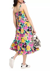 Kate Spade Orchid Bloom Smocked Midi-Dress