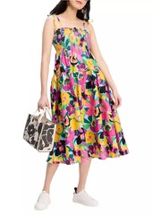 Kate Spade Orchid Bloom Smocked Midi-Dress