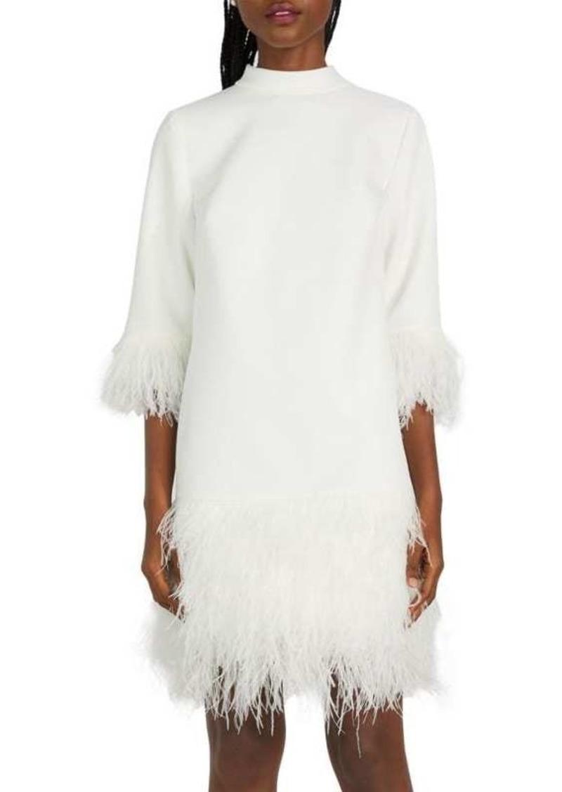 Kate Spade Ostrich Feather & Crepe Shift Dress